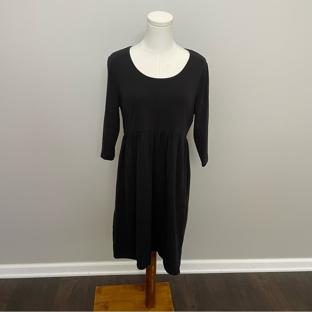 Matilda Jane Dress Babydoll 3/4 Sleeves High Low Hem Scoop Neck Travel Black